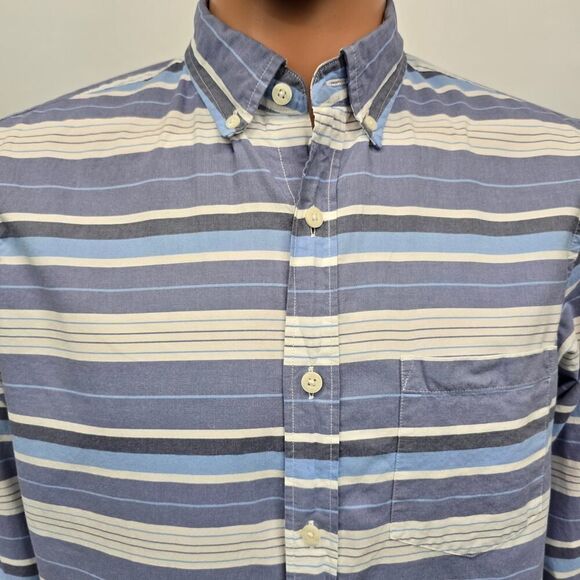 J. Crew Shirt Men M Slim Fit Blue White Multicolor Horizontal Striped L/S - Picture 2 of 11